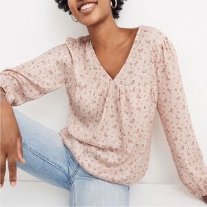 NWT Madewell Floral Puff Satin Blouse Size XXS